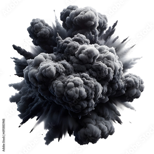 Top view of black smoke explosion.