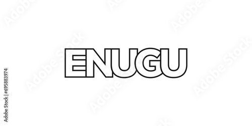 Enugu in the Nigeria emblem. The design features a geometric style, vector illustration with bold typography in a modern font. The graphic slogan lettering. photo