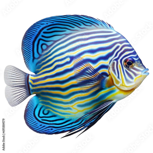 A blue discus fish isolated on a transparent background
