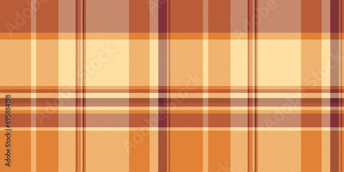 British textile tartan plaid, layered vector texture background. Flannel fabric pattern seamless check in orange and amber colors.
