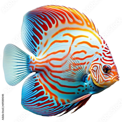 a colorful discus fish on a transparent background