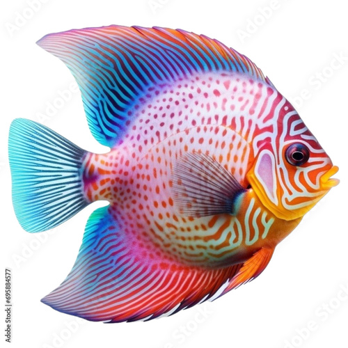 Discus fish is portrayed on a transparent background