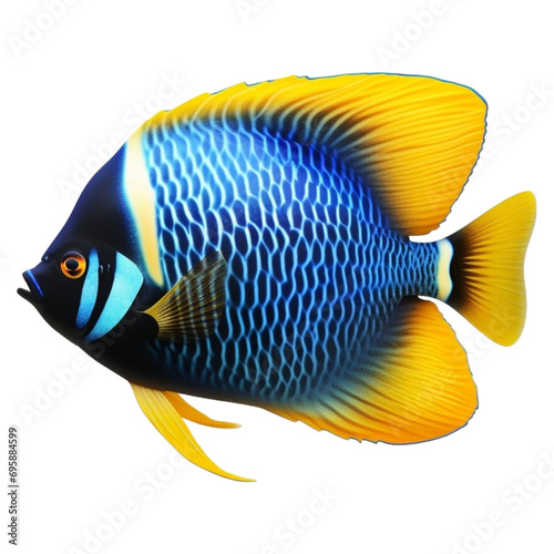 a blue and yellow angel fish isolated, in transparent background © Avalga