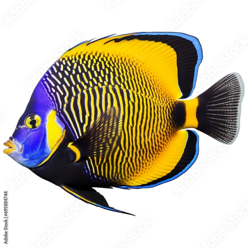 a blue and yellow angel fish isolated, in transparent background © Avalga