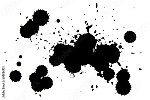 Splattered blot, a spot of black paint on a white background photo