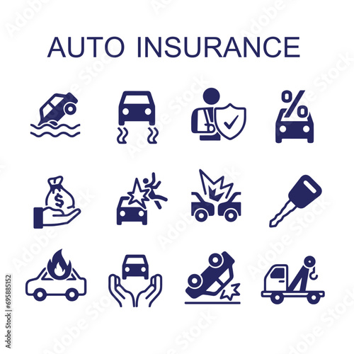 set of Car Accident And Insurance icon vector design , car accident vector icon photo