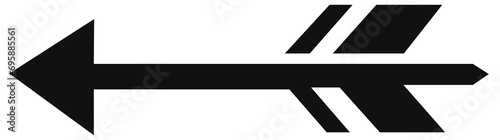Medieval arrow flat icon. Black horizontal pointer illustration