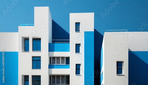 minimalistic architecture facades blue background