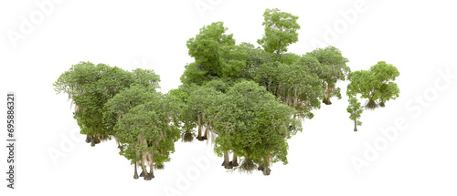 Fototapeta Naklejka Na Ścianę i Meble -  Green forest isolated on background. 3d rendering - illustration