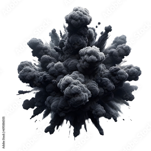 Top view of big black smoke explosion.