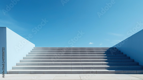 stairway and blue sky with clouds floating.  Generative Ai © Shades3d