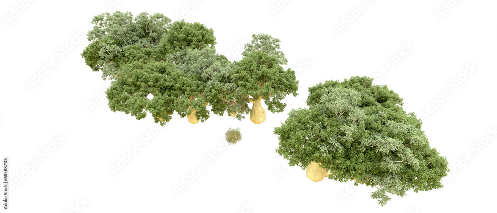 Obraz premium Green forest isolated on background. 3d rendering - illustration