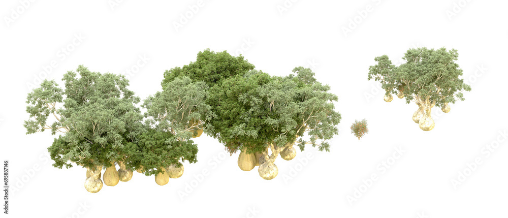 Obraz premium Green forest isolated on background. 3d rendering - illustration