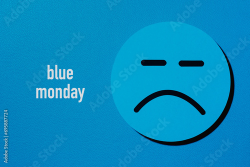 the text blue monday and sad face photo