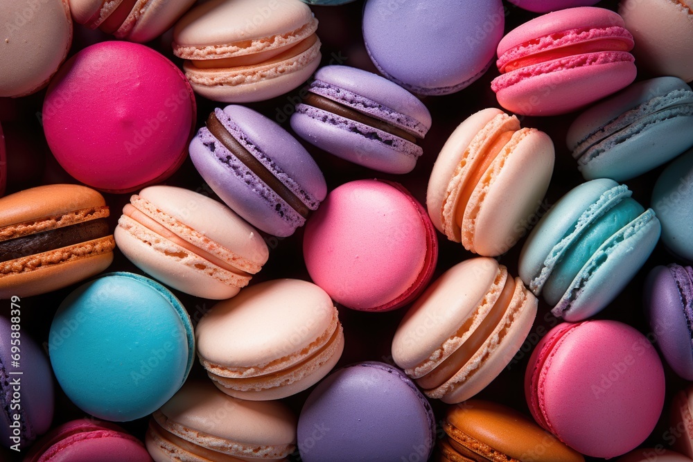 Macarons colourful texture. Generative AI