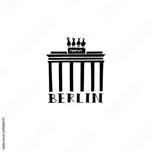 Vector Hand Drawn Germany Label. Travel Europe Illustration. Hand Written Lettering Illustration. Germany Symbol Logo