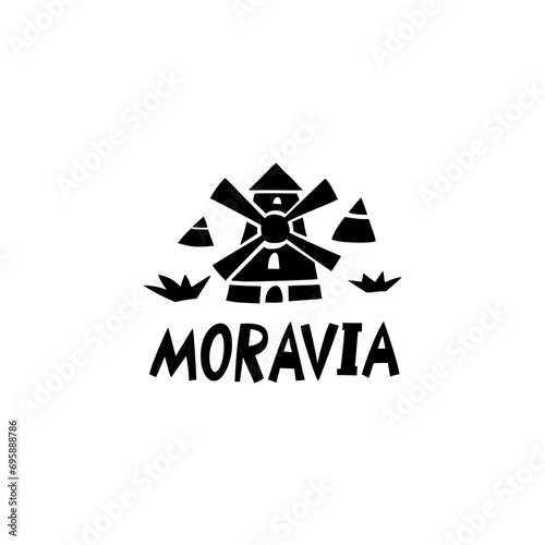 Vector Hand Drawn Czech Republic Label. Travel Europe Illustration. Hand Written Lettering Illustration. Czech Symbol Logo