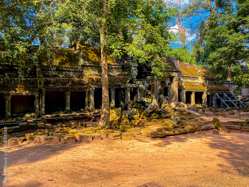 Ta Prohm, a mysterious temple of the Khmer civilization, located on the territory of Angkor in Cambodia