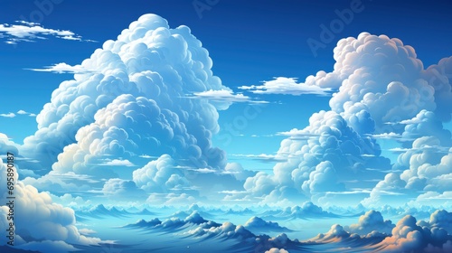Clear Blue Skybox Clouds Seamless Hdri, Background Banner HD, Illustrations , Cartoon style
