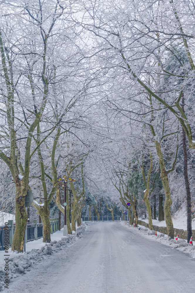 Winter snow scene in Lushan/Mountain Lu National Park Scenic Area, Jiujiang, Jiangxi, China Winter snow scene in Lushan/Mountain Lu National Park Scenic Area, Jiujiang, Jiangxi, China