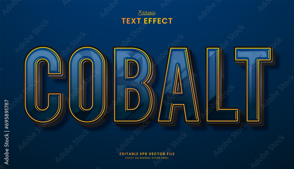 decorative elegant cobalt blue editable text effect vector design