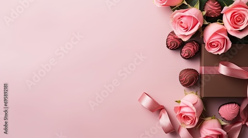 Valentine rose flower border plain background copy space © SatuJiwa