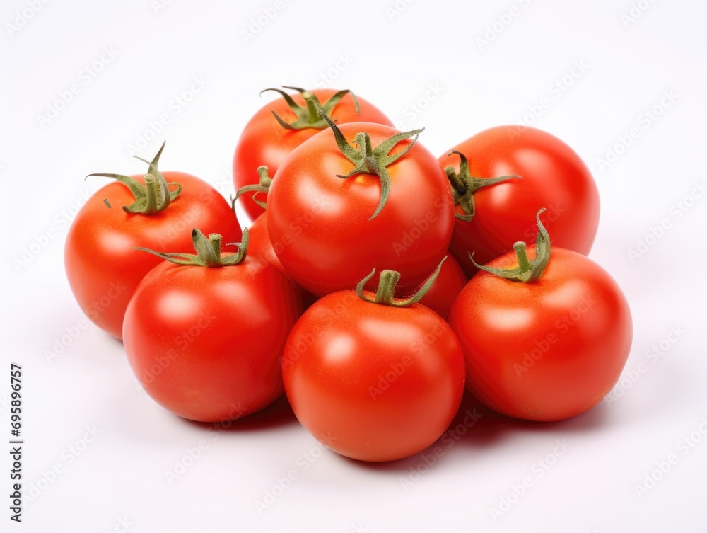 A pile of tomatoes sitting on top of each other.