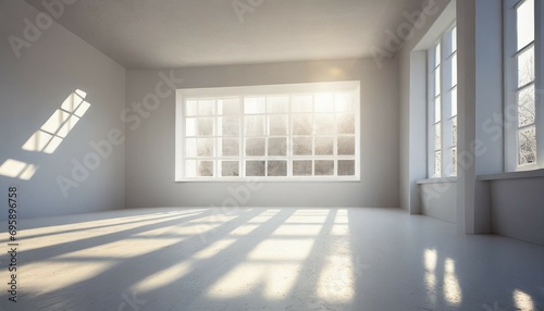 empty white sunny room created with generative ai technology