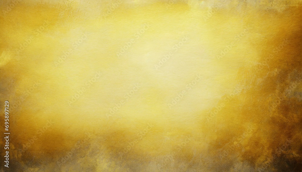 abstract yellow background with soft bright center glowing with light beige and gold colors and dark border with old vintage grunge texture parchment paper
