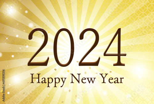 2024の金色の数字　辰年の派手な西暦のゴールドの背景