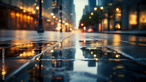 Wet City Street at Night