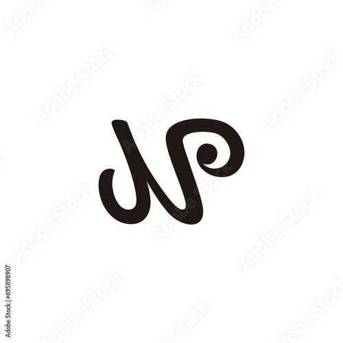 letter np doodle spiral loop logo vector