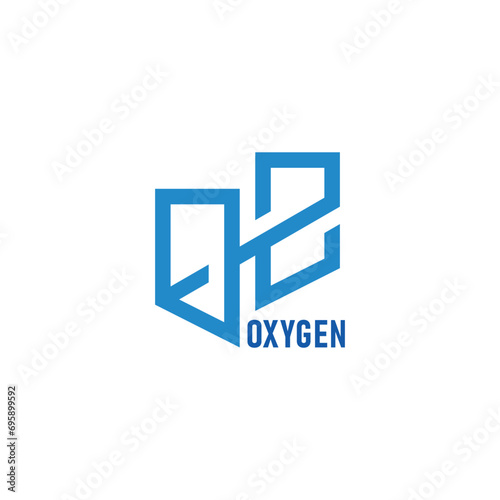 o2 oxygen linked geometric line logo vector photo