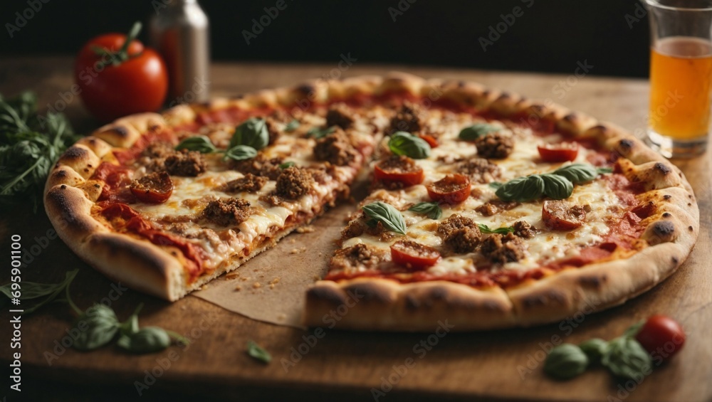pizza with mushrooms and tomatoes pizza with mushrooms and tomatoes