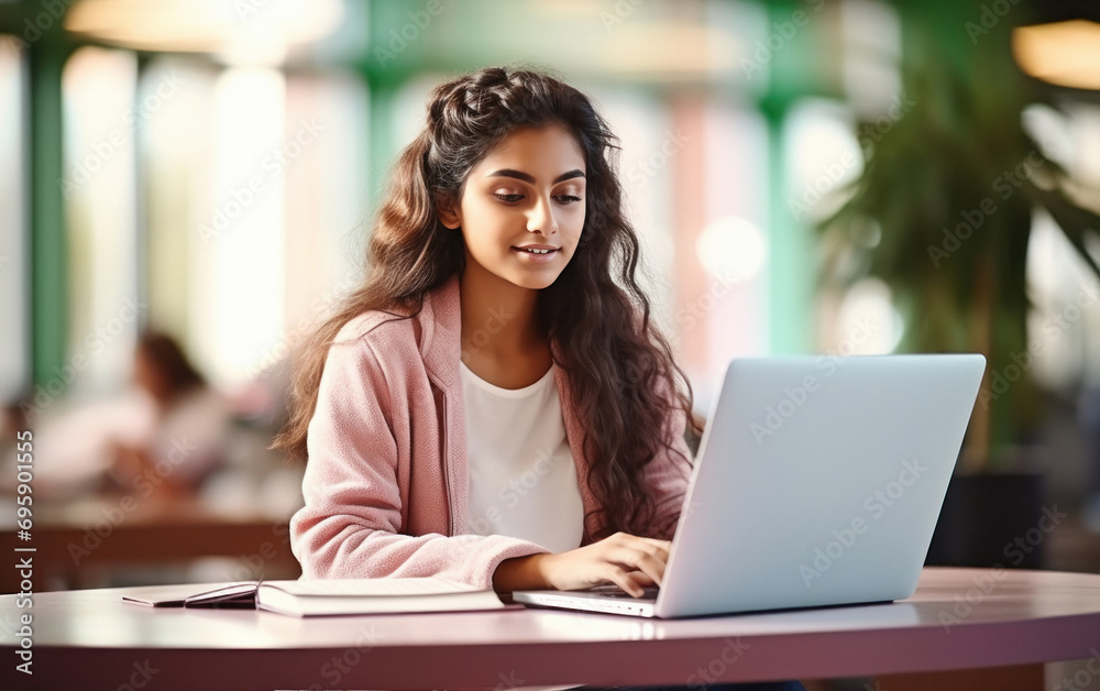 young indian business woman working on laptop