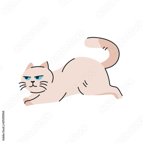 The cat is running color element. Cartoon cute animal.