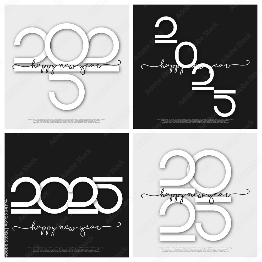 Happy new year best wishes 2025 with colorful truncated number