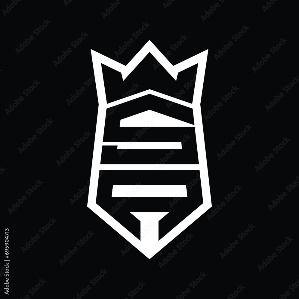 SA Letter Logo monogram hexagon shield shape up and down with crown isolated style design SA Letter Logo monogram hexagon shield shape up and down with crown isolated style design