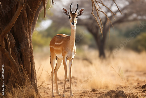 A gerenuk in its natural habitat, the African savannah photo