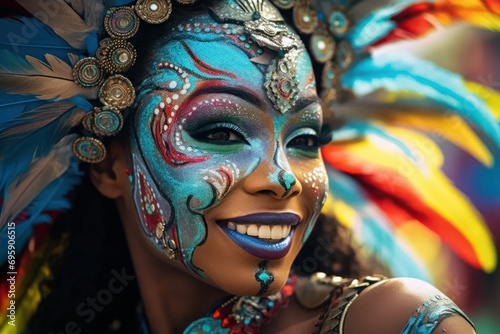 Beautiful woman dressed in costume at Brazilian carnivals. © Vanesa Flores