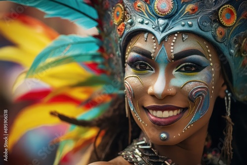 Beautiful woman dressed in costume at Brazilian carnivals. © Vanesa Flores