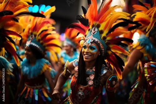 Beautiful woman dressed in costume at Brazilian carnivals.