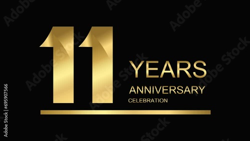 3d golden numbers. 10 year anniversary. gold icon isolated on black background. photo