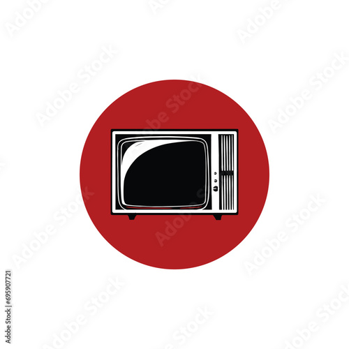tv old retro vintage icon stock vector illustration black outline silhouette