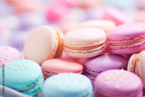 Macarons de colores, dulces franceses. photo