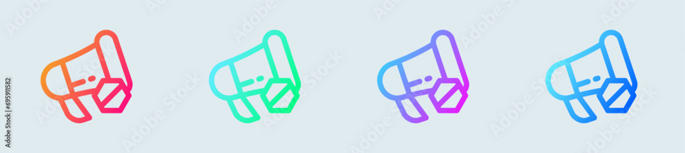 Block ads line icon in gradient colors. Advertisement signs vector illustration. Block ads line icon in gradient colors. Advertisement signs vector illustration.