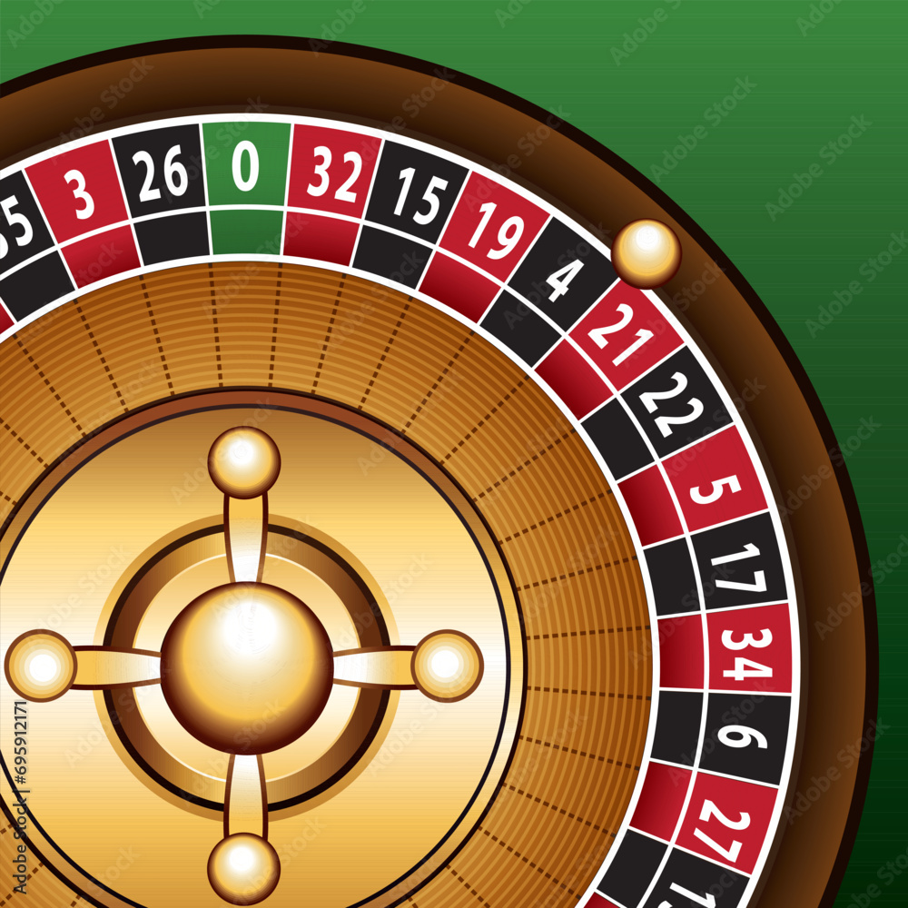 Roulette casino closeup. Hand drawn vector art. Illustration.