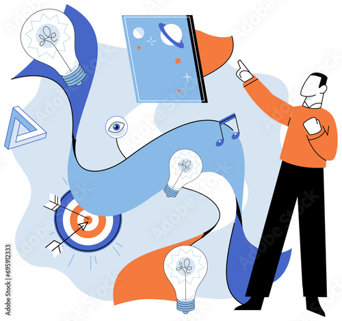 Creative idea vector illustration. The fusion business and creativity results in development unique and marketable ideas The creative idea concept underscores importance creative thinking