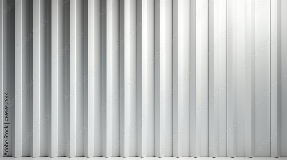 An austere yet captivating scene, the monotony of a white wall broken by sharp vertical lines resembling a window blind in a grey building evokes a sense of abstract simplicity An austere yet captivating scene, the monotony of a white wall broken by sharp vertical lines resembling a window blind in a grey building evokes a sense of abstract simplicity