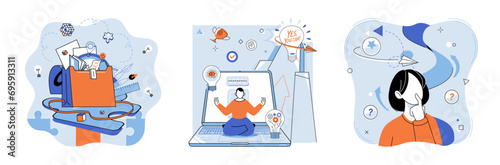 Creative idea vector illustration. Thoughtful advice and diverse opinions can fuel creative thinking and generate innovative ideas in business Cultivating positive attitude towards creativity